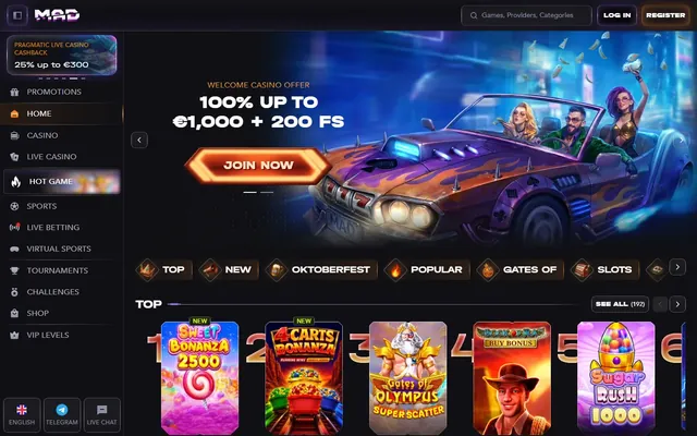 Main page of madcasino.com